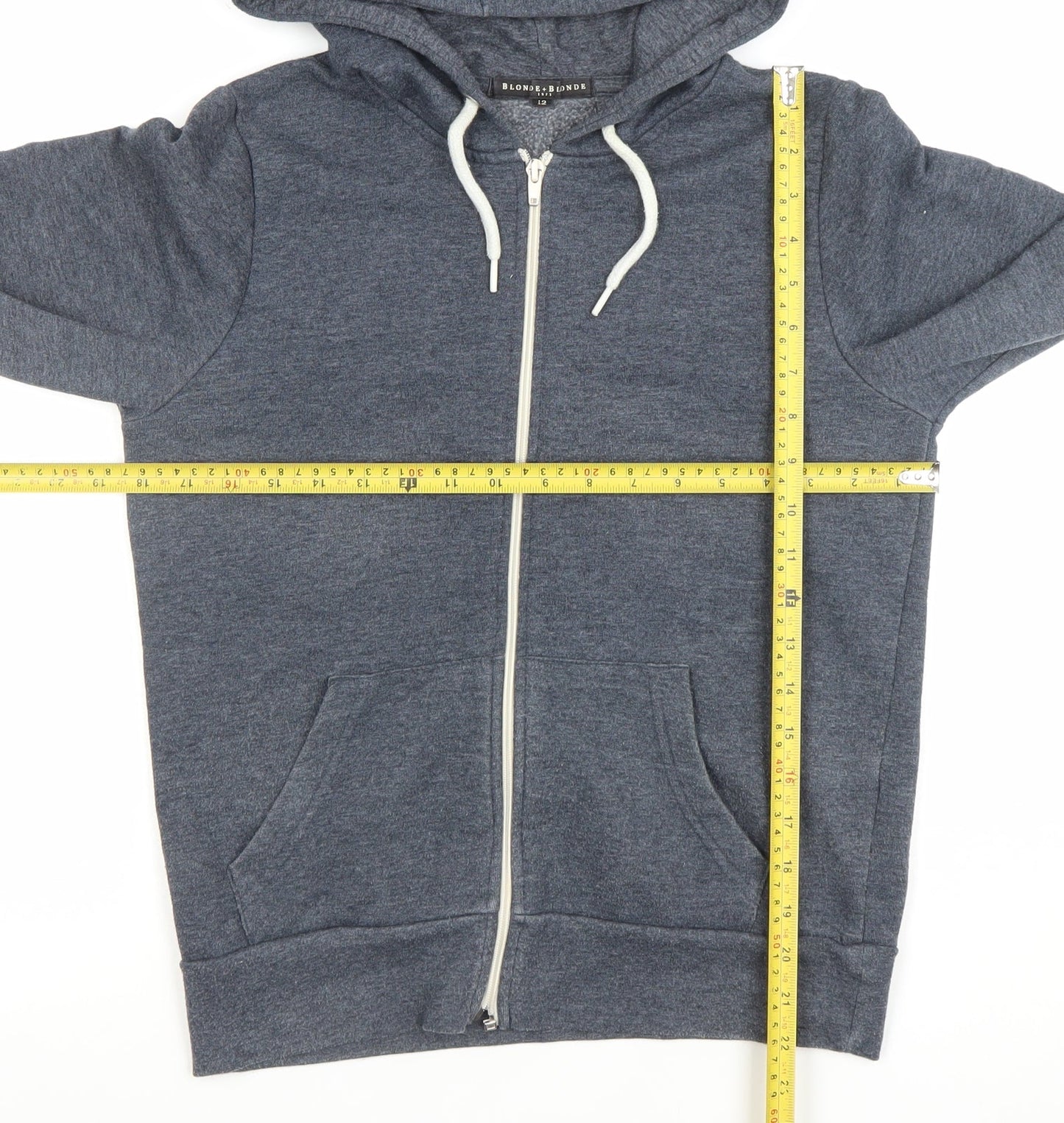 Womens UK Size 12 Blonde + Blonde Blue Full Zip Hoodie