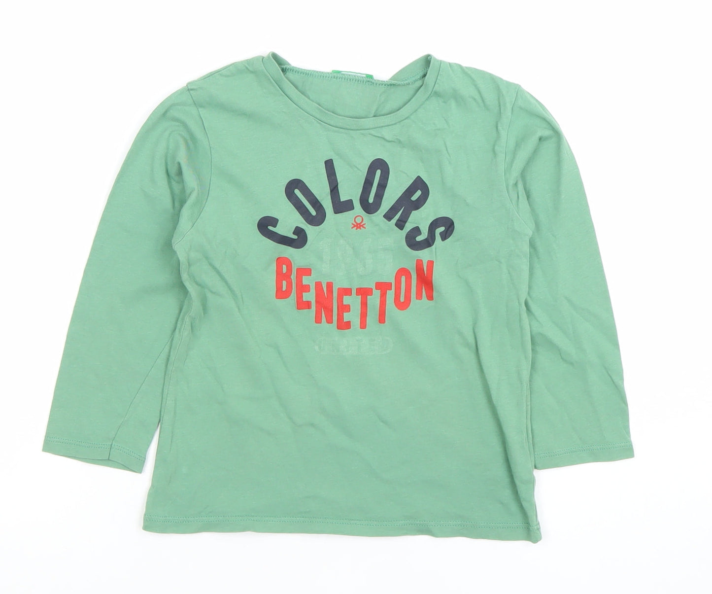 Boys UK Size 4-5 Years Benetton Green Basic T-Shirt