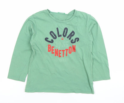 Boys UK Size 4-5 Years Benetton Green Basic T-Shirt