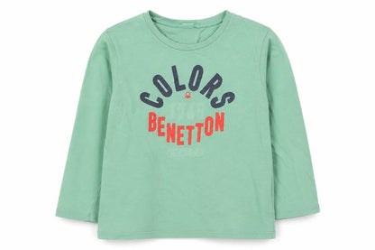 Boys UK Size 4-5 Years Benetton Green Basic T-Shirt