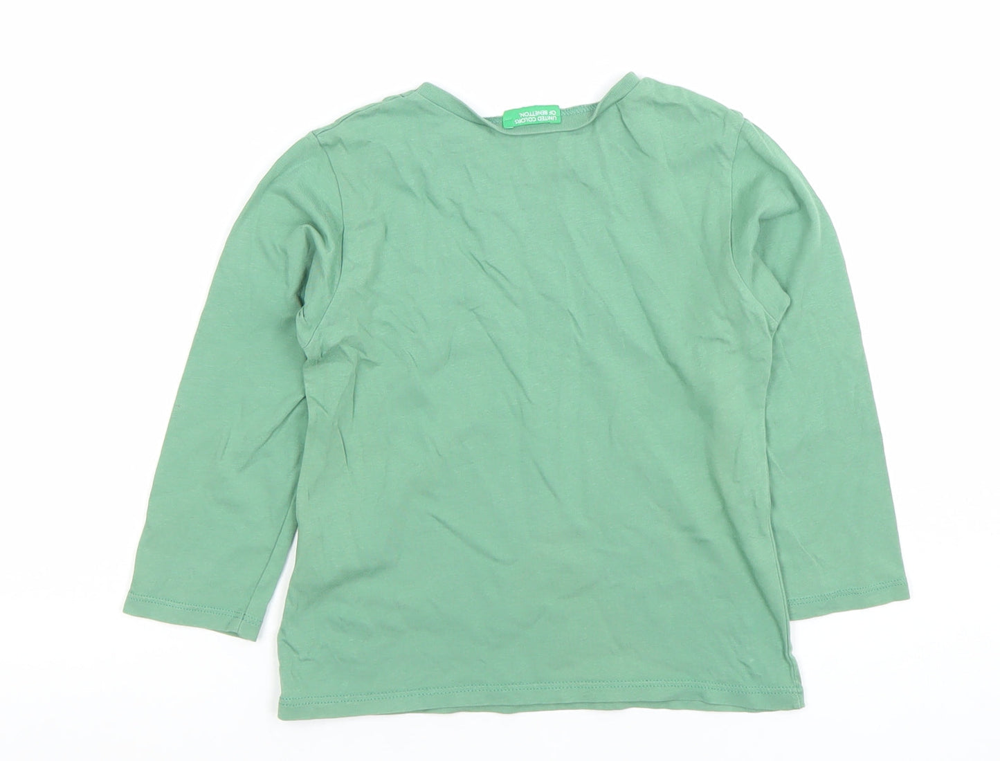 Boys UK Size 4-5 Years Benetton Green Basic T-Shirt