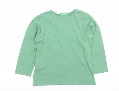 Boys UK Size 4-5 Years Benetton Green Basic T-Shirt