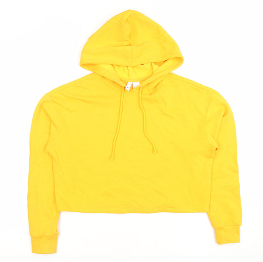 H&M Divided Women Yellow Cropped Pullover Hoodie Size S