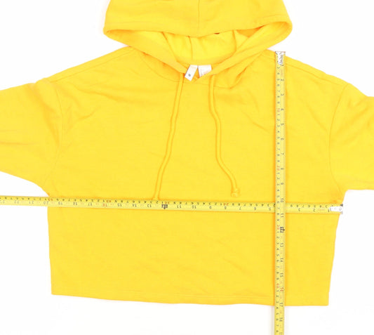 H&M Divided Women Yellow Cropped Pullover Hoodie Size S