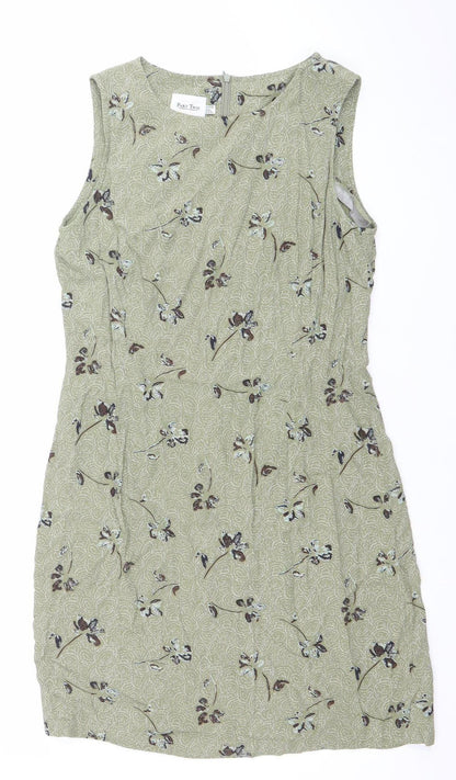 Part Two Women Green Floral Viscose Sheath Dress Size 10