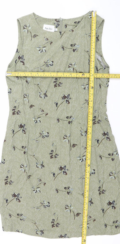 Part Two Women Green Floral Viscose Sheath Dress Size 10