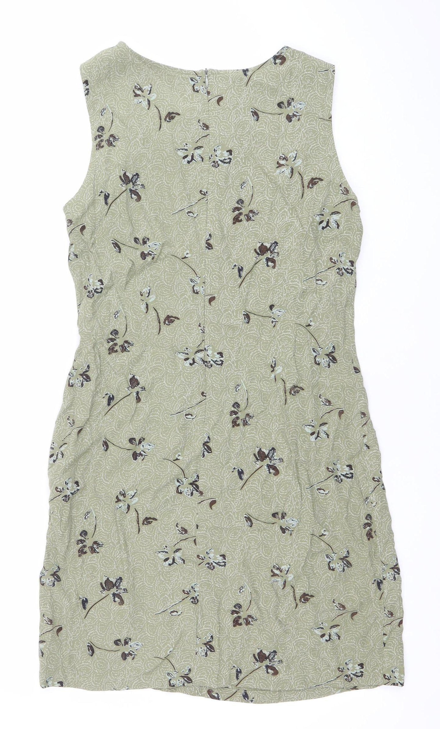 Part Two Women Green Floral Viscose Sheath Dress Size 10