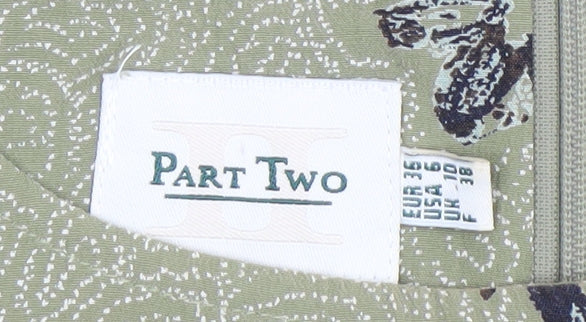 Part Two Women Green Floral Viscose Sheath Dress Size 10