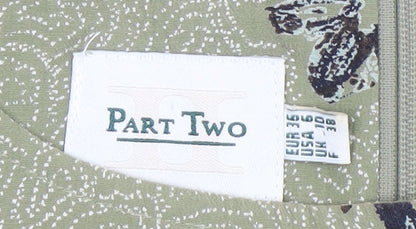 Part Two Women Green Floral Viscose Sheath Dress Size 10