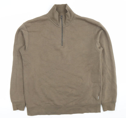 Mens UK Size L JACK & JONES Brown Henley Sweatshirt