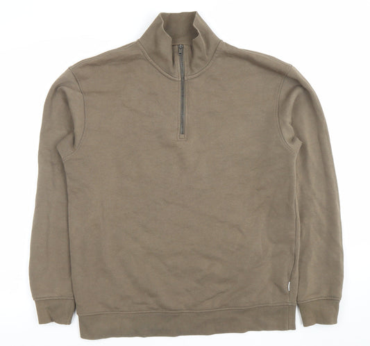 Mens UK Size L JACK & JONES Brown Henley Sweatshirt