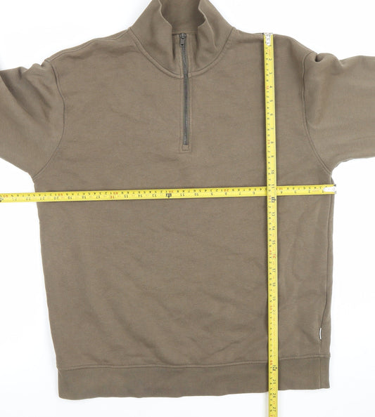 Mens UK Size L JACK & JONES Brown Henley Sweatshirt