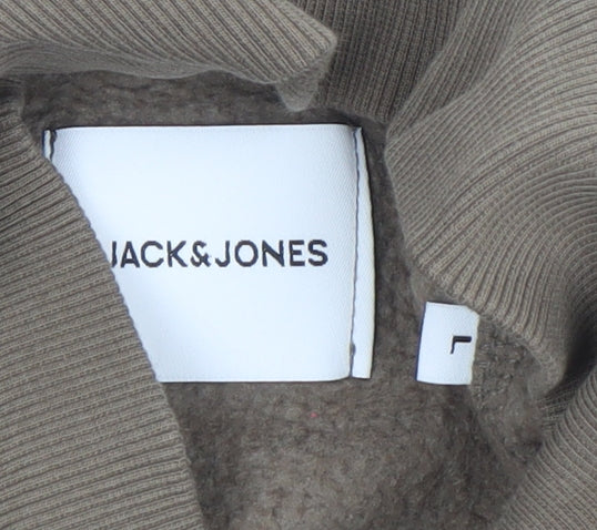 Mens UK Size L JACK & JONES Brown Henley Sweatshirt