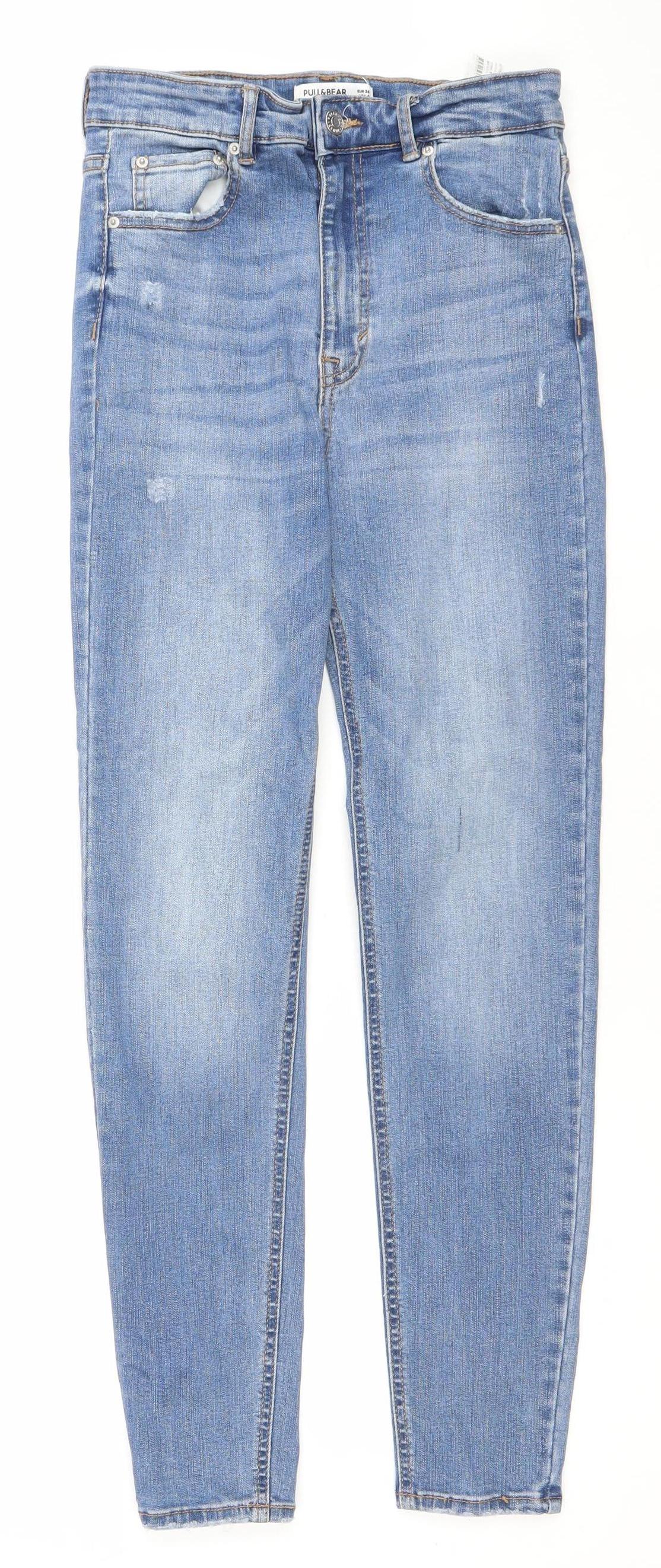 Pull & Bear Women's Blue Mom Jeans Size 8 High Rise Denim