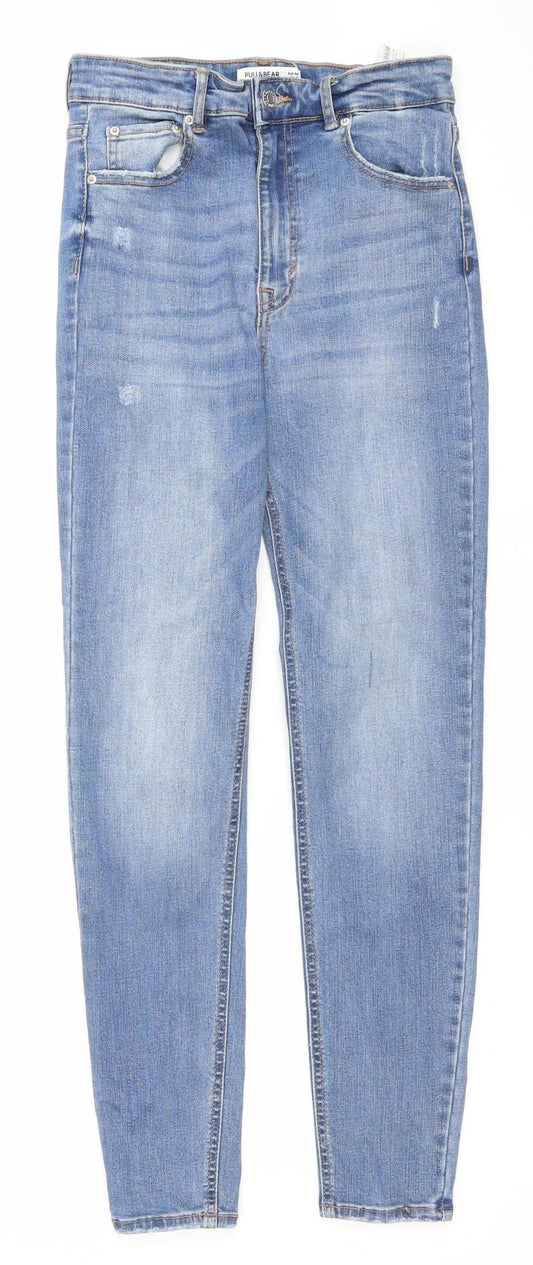 Pull & Bear Women's Blue Mom Jeans Size 8 High Rise Denim