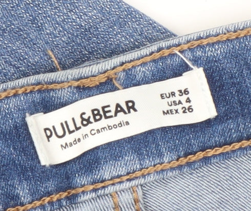 Pull & Bear Women's Blue Mom Jeans Size 8 High Rise Denim