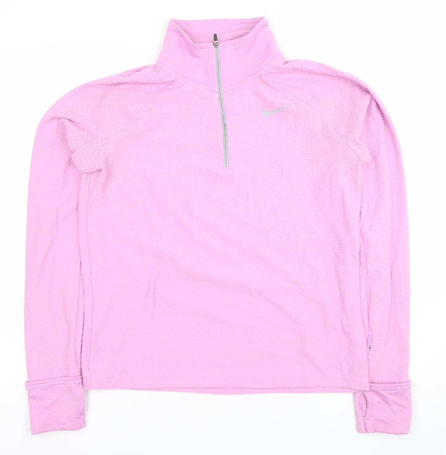 Nike Women's Pink Dri-FIT 1/4 Zip Long Sleeve Pullover Top Size S