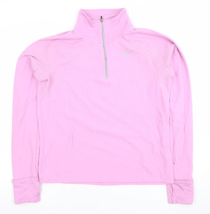 Nike Women's Pink Dri-FIT 1/4 Zip Long Sleeve Pullover Top Size S