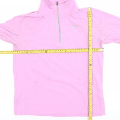 Nike Women's Pink Dri-FIT 1/4 Zip Long Sleeve Pullover Top Size S