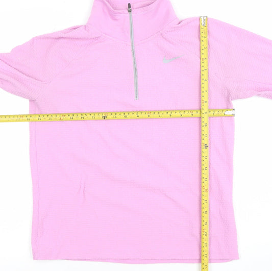 Nike Women's Pink Dri-FIT 1/4 Zip Long Sleeve Pullover Top Size S