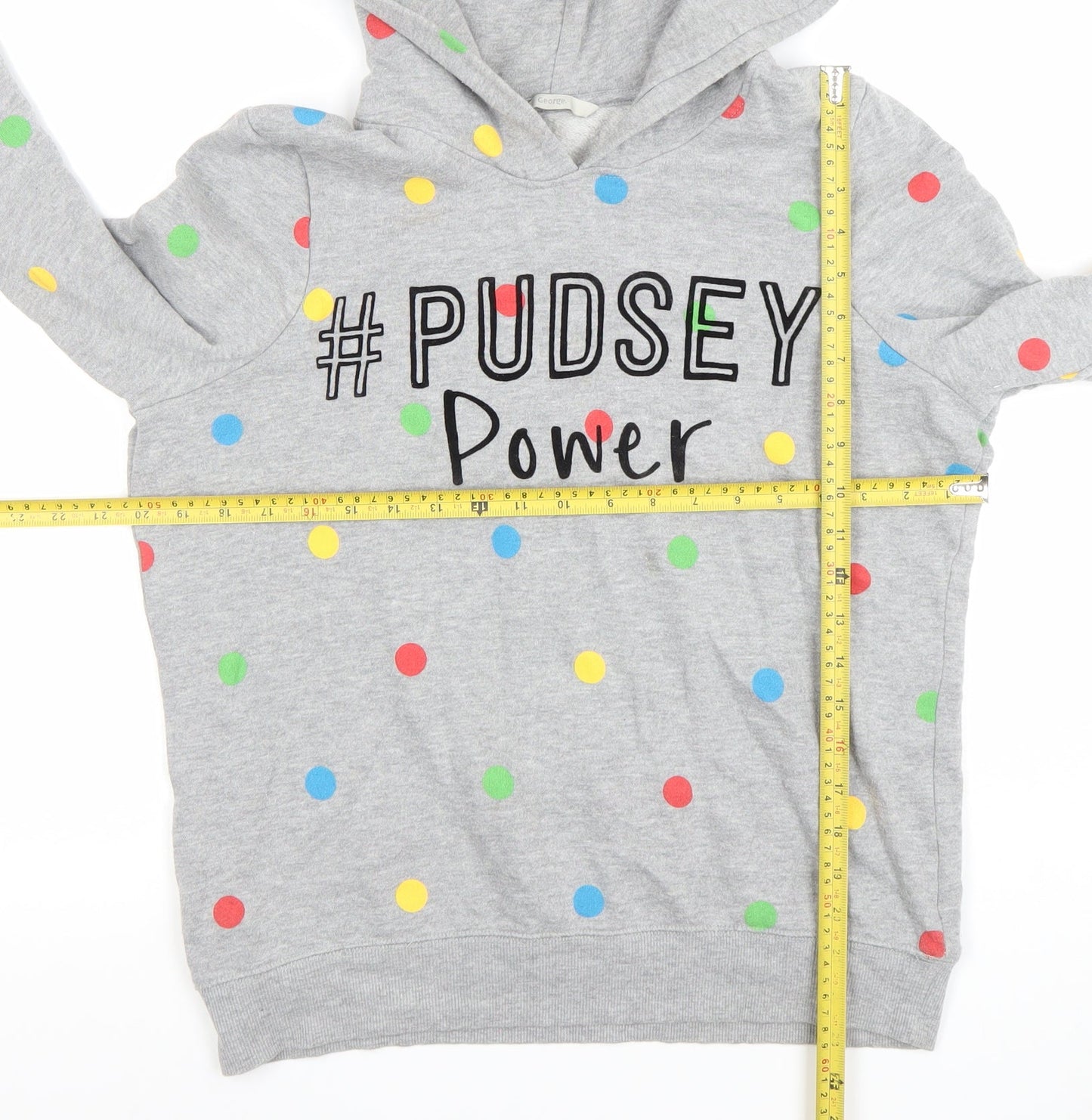 George Women’s Grey Polka Dot Pudsey Power Hoodie Size 14