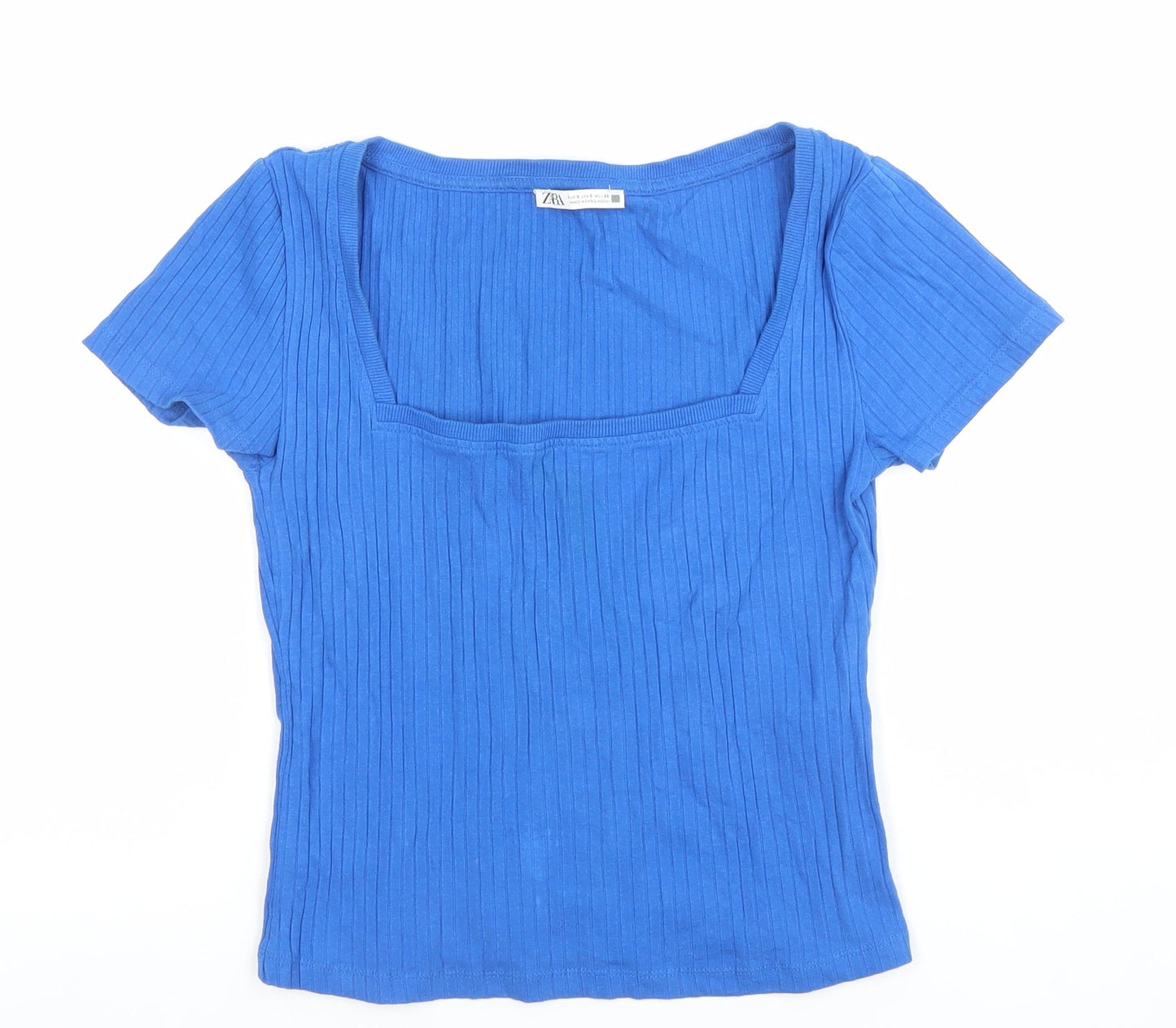 Womens UK Size S Zara Blue Basic T-Shirt