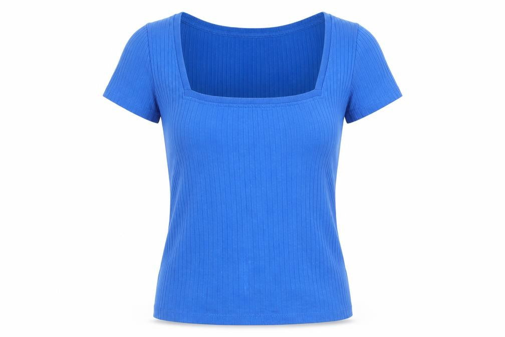Womens UK Size S Zara Blue Basic T-Shirt