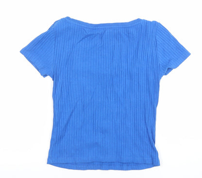 Womens UK Size S Zara Blue Basic T-Shirt