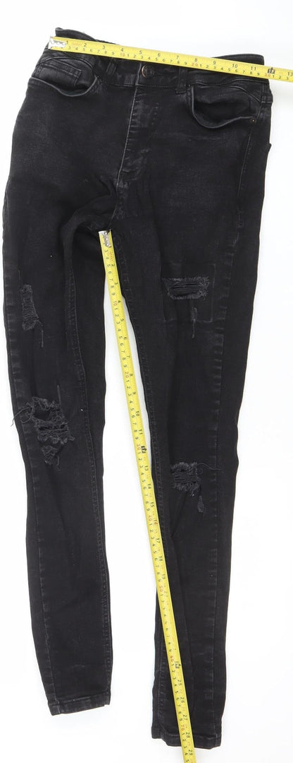 Mens UK Size 28 11 degrees Slim Fit Skinny Black Jeans