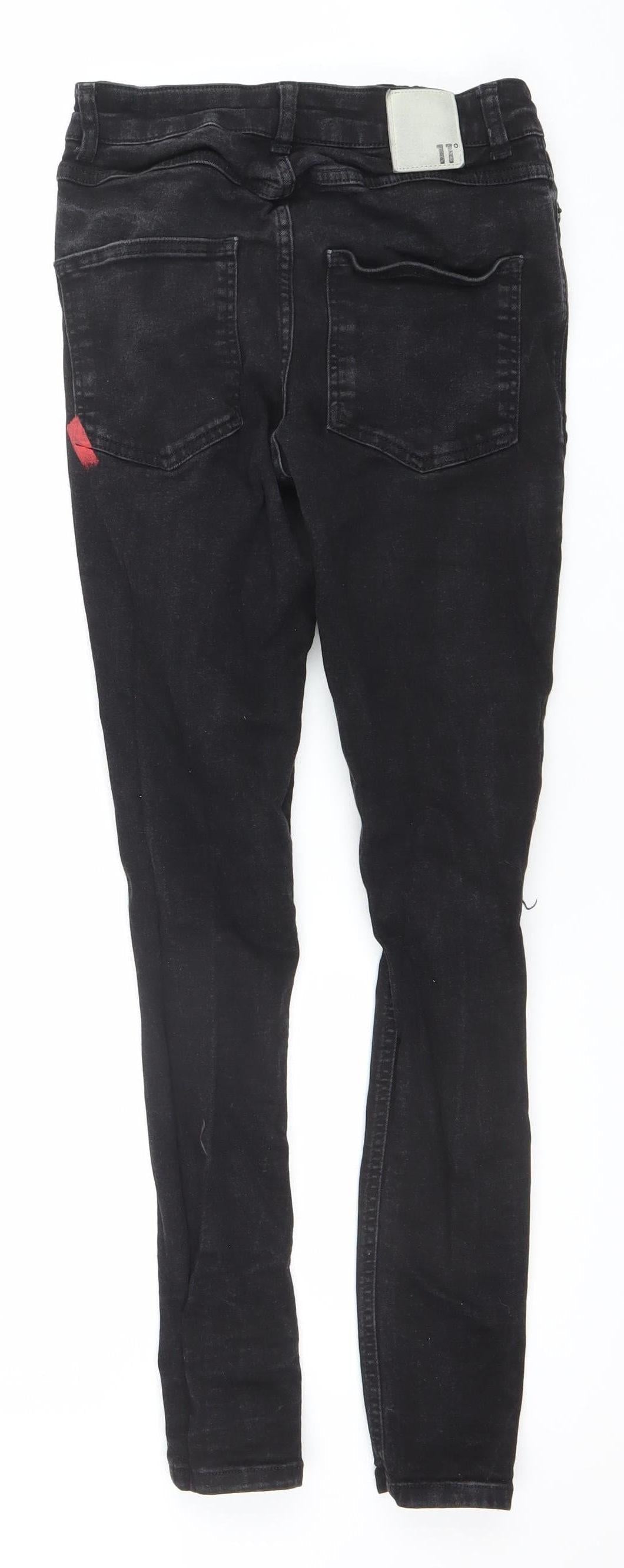 Mens UK Size 28 11 degrees Slim Fit Skinny Black Jeans