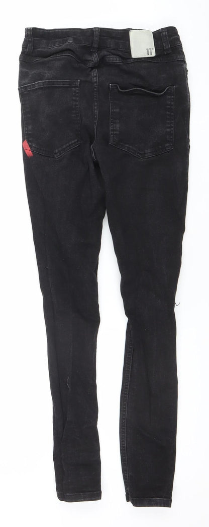 Mens UK Size 28 11 degrees Slim Fit Skinny Black Jeans