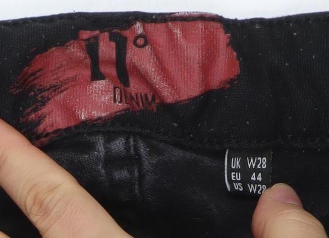 Mens UK Size 28 11 degrees Slim Fit Skinny Black Jeans