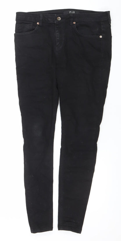 Mens UK Size 30R Pré London Slim Fit Straight Black Jeans