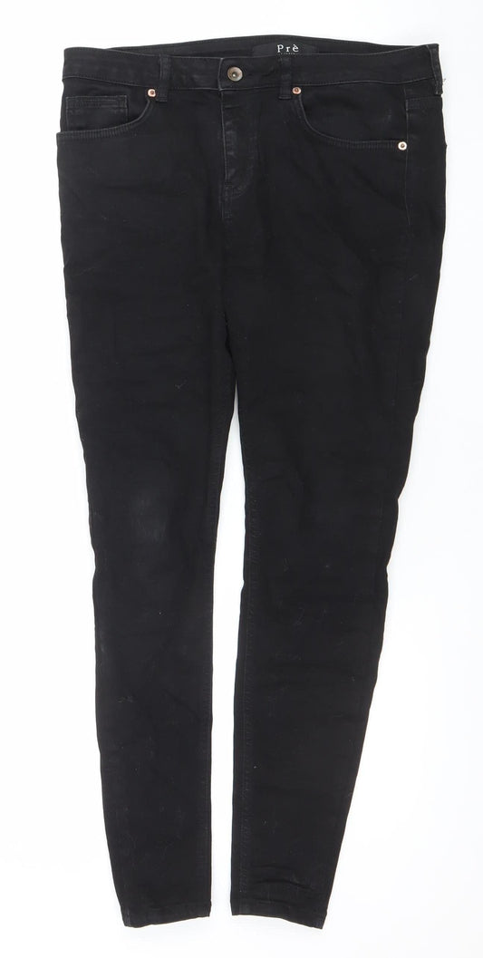 Mens UK Size 30R Pré London Slim Fit Straight Black Jeans