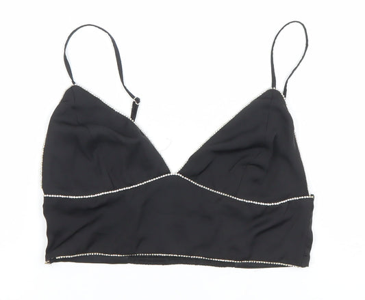 Womens UK Size 10 Pull&Bear Black Camisole Tank