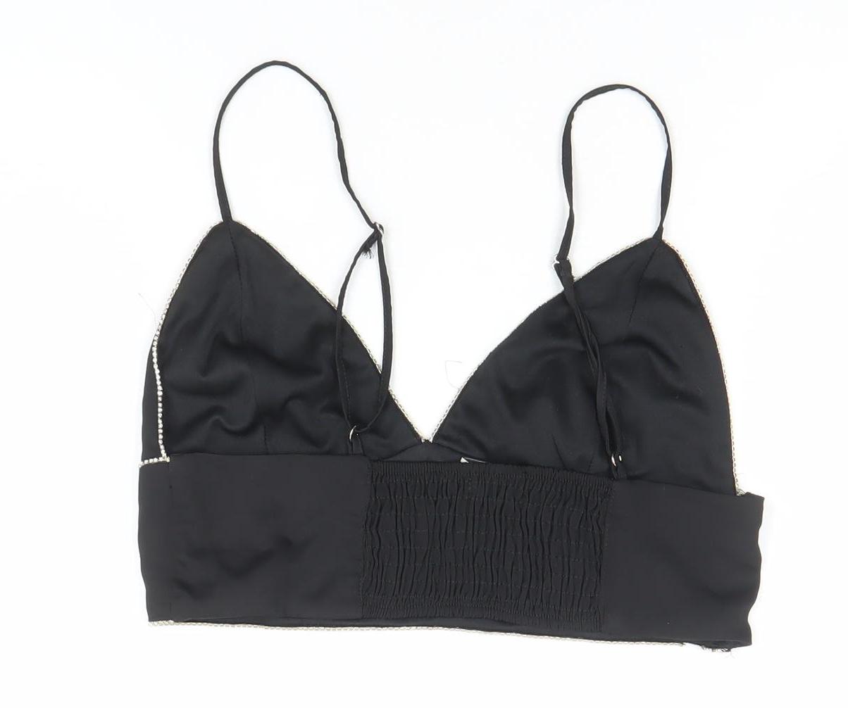 Womens UK Size 10 Pull&Bear Black Camisole Tank