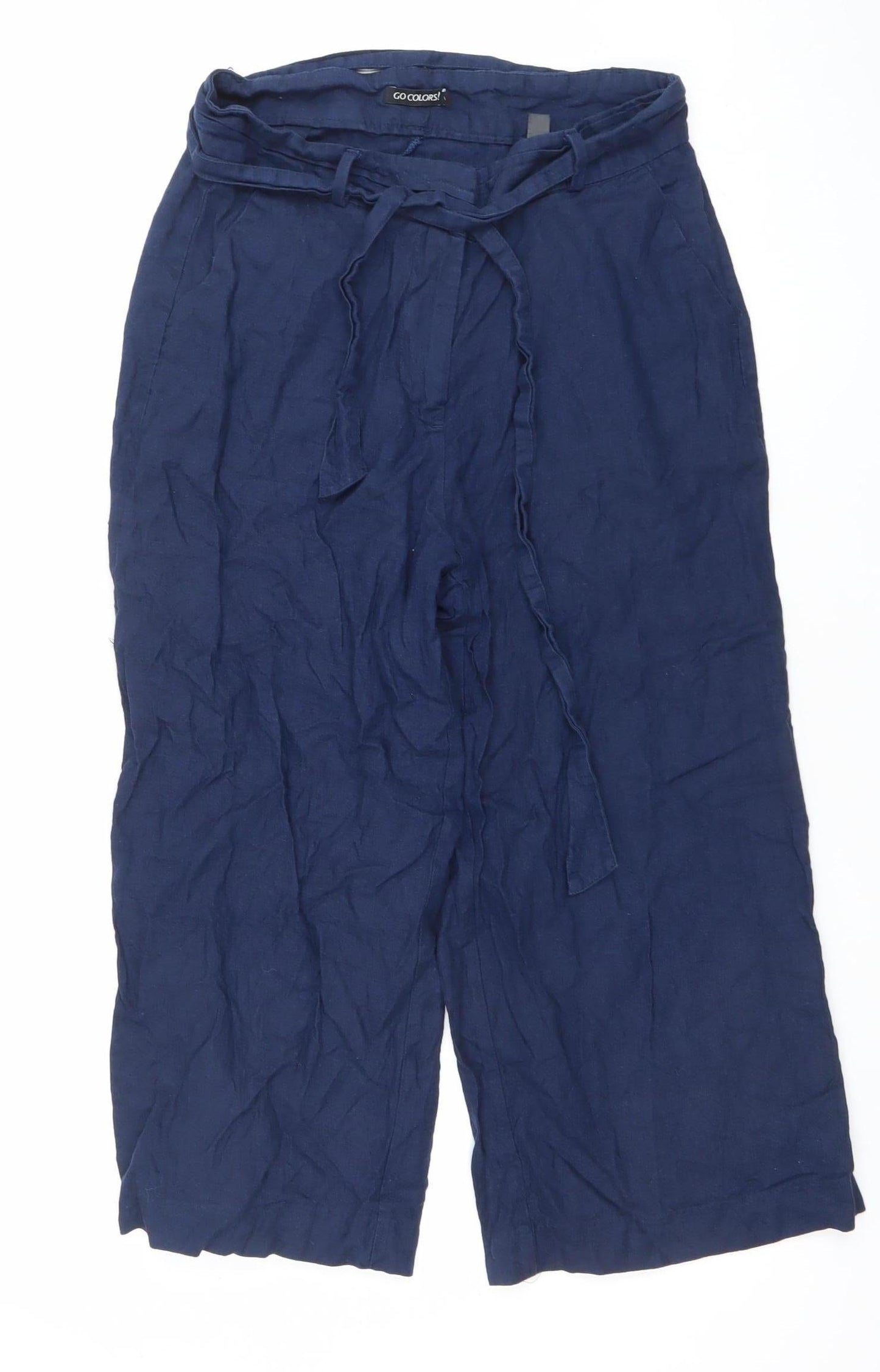Womens UK Size M GO COLORS! Relaxed Fit Cropped Blue Trousers