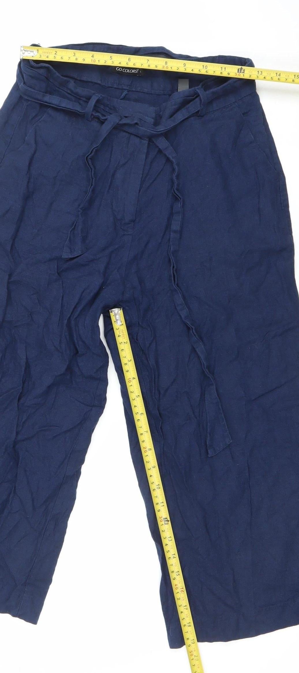 Womens UK Size M GO COLORS! Relaxed Fit Cropped Blue Trousers