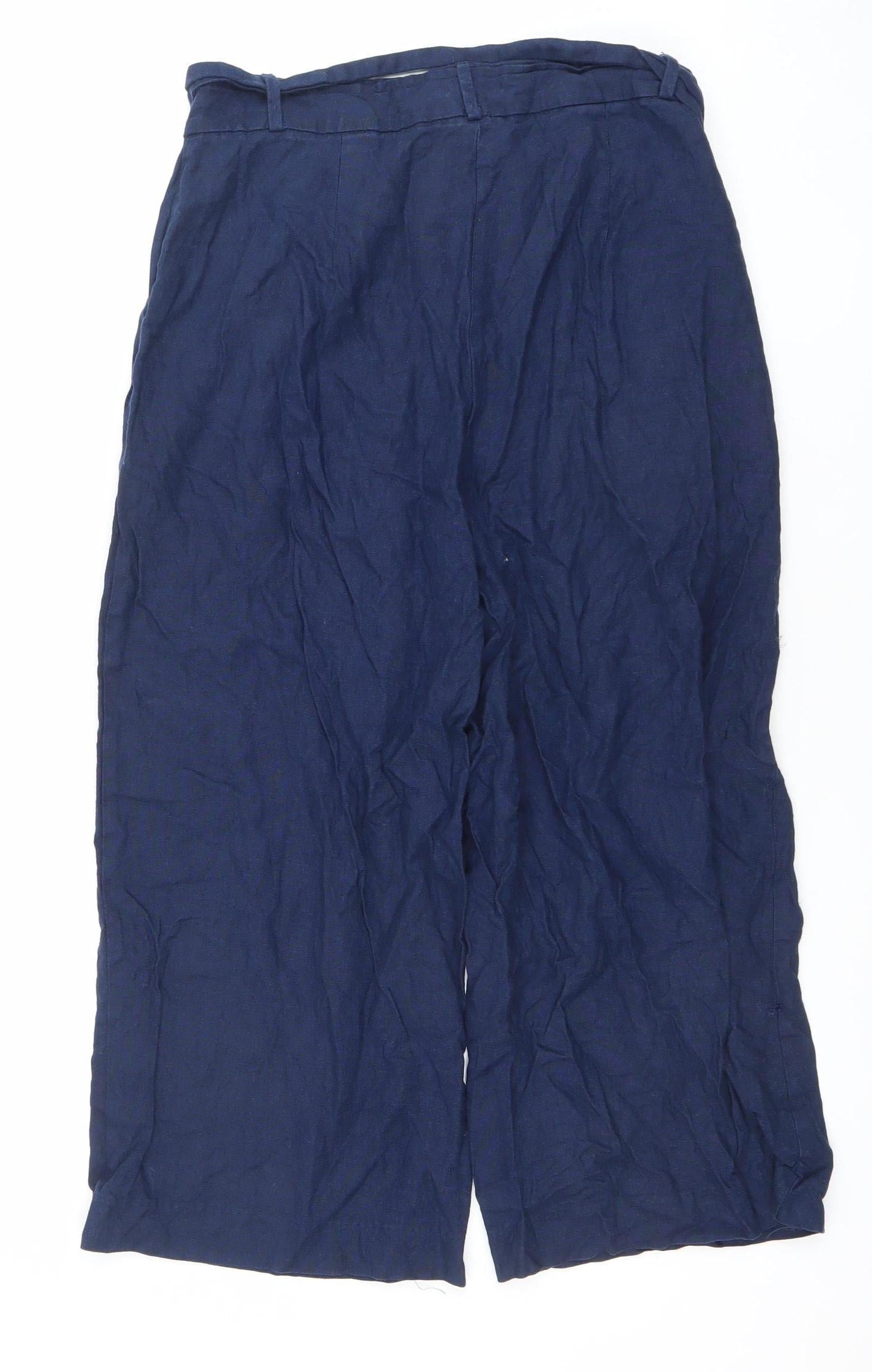 Womens UK Size M GO COLORS! Relaxed Fit Cropped Blue Trousers