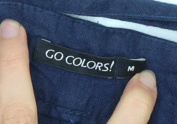 Womens UK Size M GO COLORS! Relaxed Fit Cropped Blue Trousers