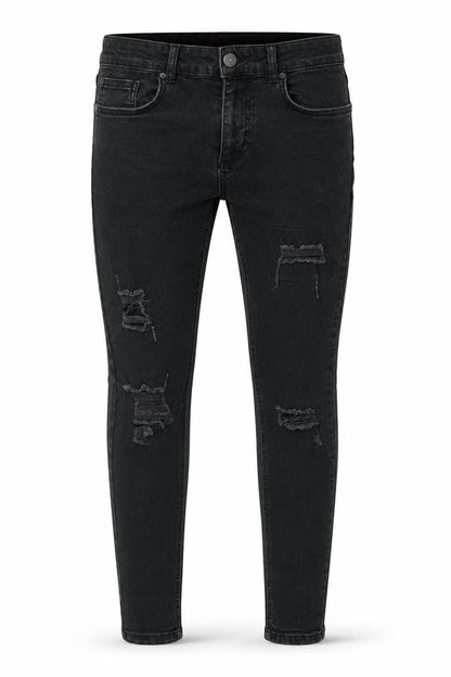 11 Degrees Men’S Black Distressed Skinny Jeans W32 Slim Fit