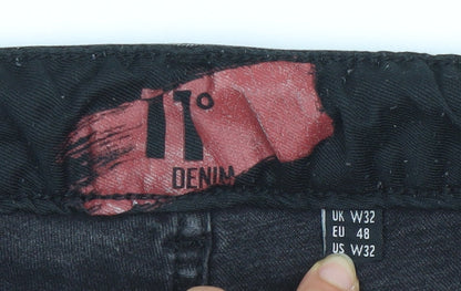 11 Degrees Men’s Black Distressed Skinny Jeans W32 Slim Fit