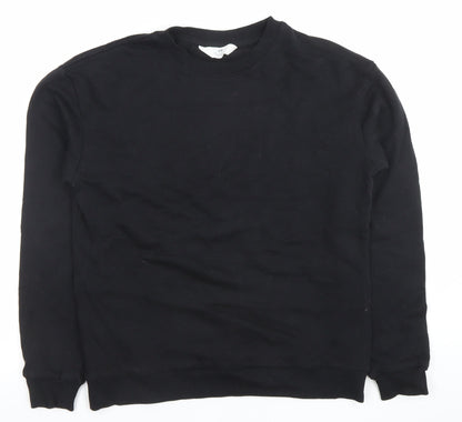H&M Girls Black Cotton Blend Crew Neck Pullover Sweatshirt 14 Years