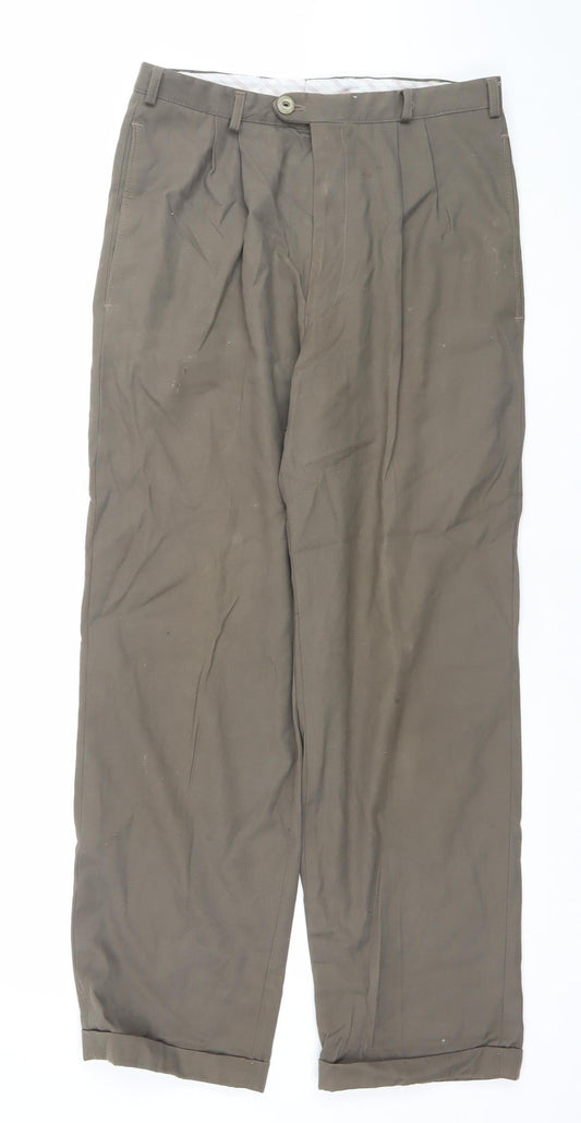 Topman Men's Brown Chino Trousers Size S 32in Straight Leg