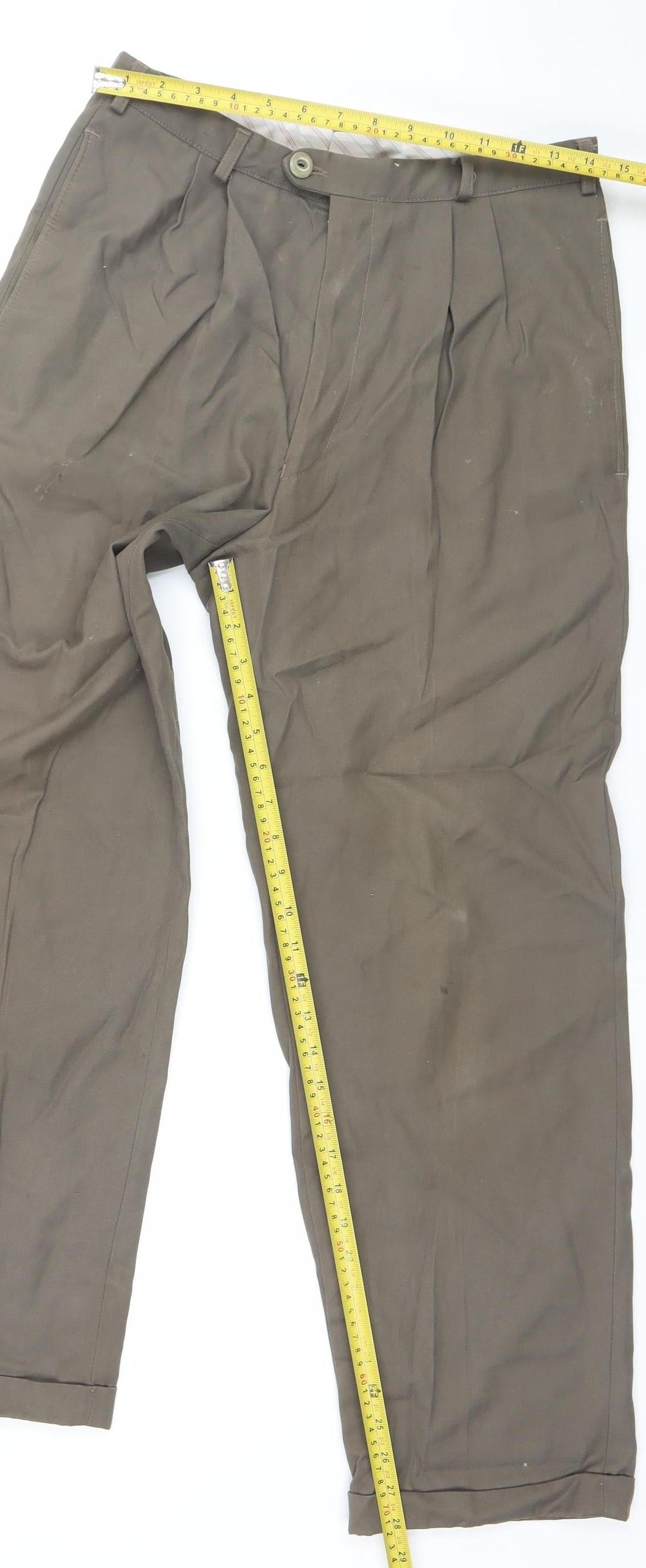 Topman Men's Brown Chino Trousers Size S 32in Straight Leg