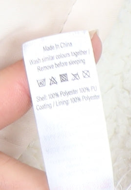 George Girls Beige Black Panda Hooded Rain Coat 2-3 Years Lined Waterproof Jacket