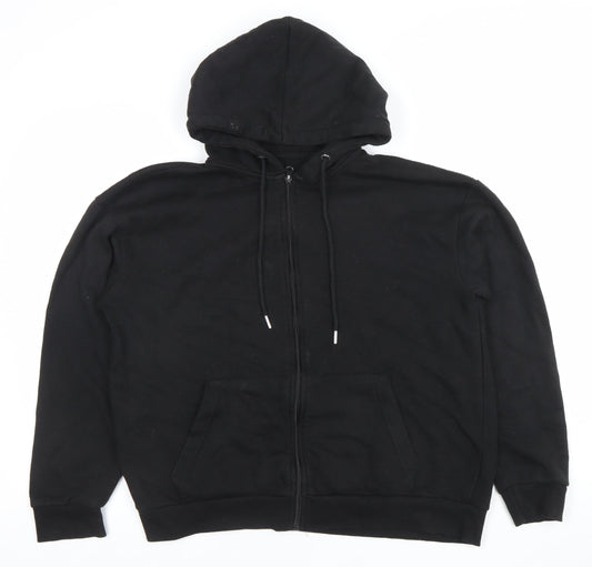 Boohoo Womens Black Full Zip Hoodie Medium Cotton Blend