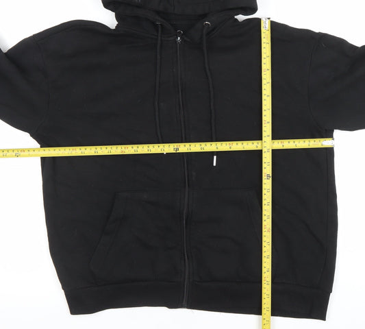 Boohoo Womens Black Full Zip Hoodie Medium Cotton Blend