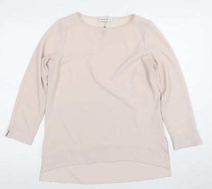 Womens UK Size S Gallery Beige Basic Blouse