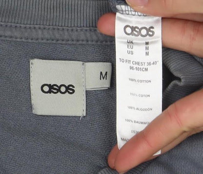 Mens UK Size M ASOS Blue Pullover Sweatshirt